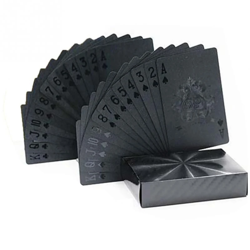 

2 упаковки водонепроницаемых черных игральных карт, покерные карты, пластиковые игральные карты для семейной игры Вечерние