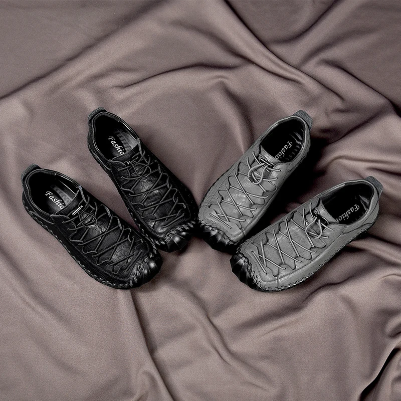 Легкие мягкие мужские туфли из натуральной кожи уличные лоферы удобная обувь на