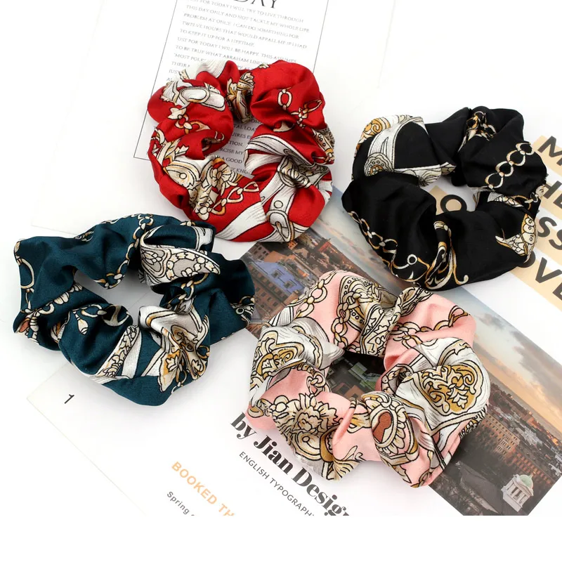

Women Hair Scrunchies Various Fashion Pattern Printed Hair Ties Rope Girls Ponytail Holder Elastic Rubber Bands Hair Accessories