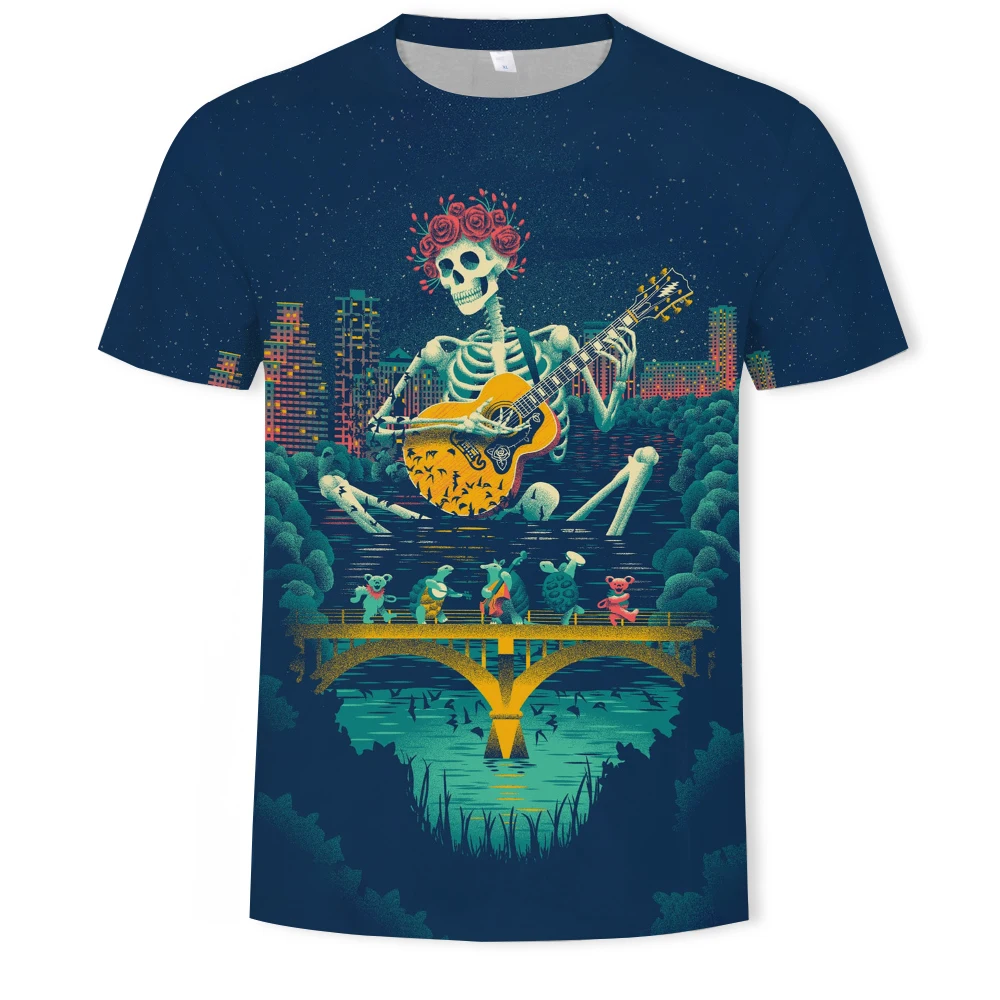 

Men clothes 2021 New Men's Summer Skull Print Men Short Sleeve T-shirt 3D print t Shirt Casual Breathable funny t shirts