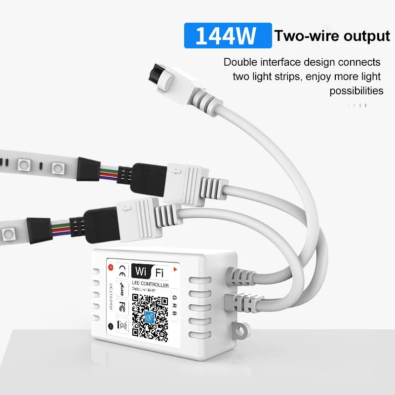 

LED Light Strips WIFI Intelligent Controller RGB Night Light Luminous Lighting String 24 Key Dual Load Control Work With Alexa