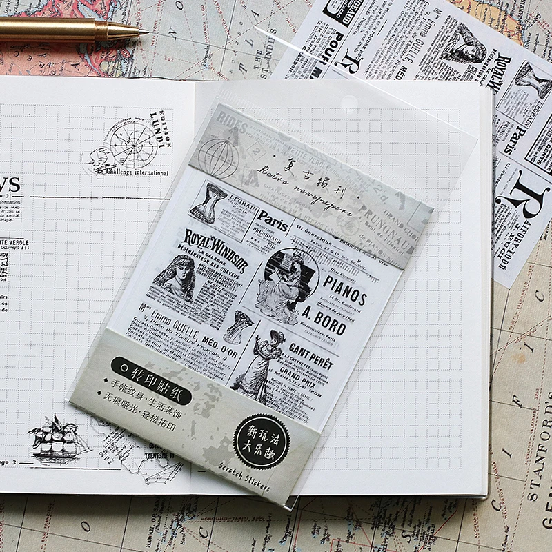 

Vintage Aesthetic Rub On Transfer Stickers Scrapbooking Material DIY Card Journal Stickers Phone Planner Decoration Supplier