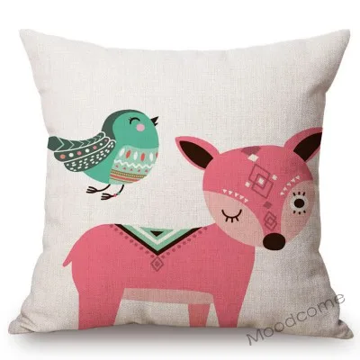 Cute Forest Animals Owl Raccoon Fox Bear Baby Cartoon Art Sofa Throw Pillow Case Lovely Woodland Animal Children Cushion Cover