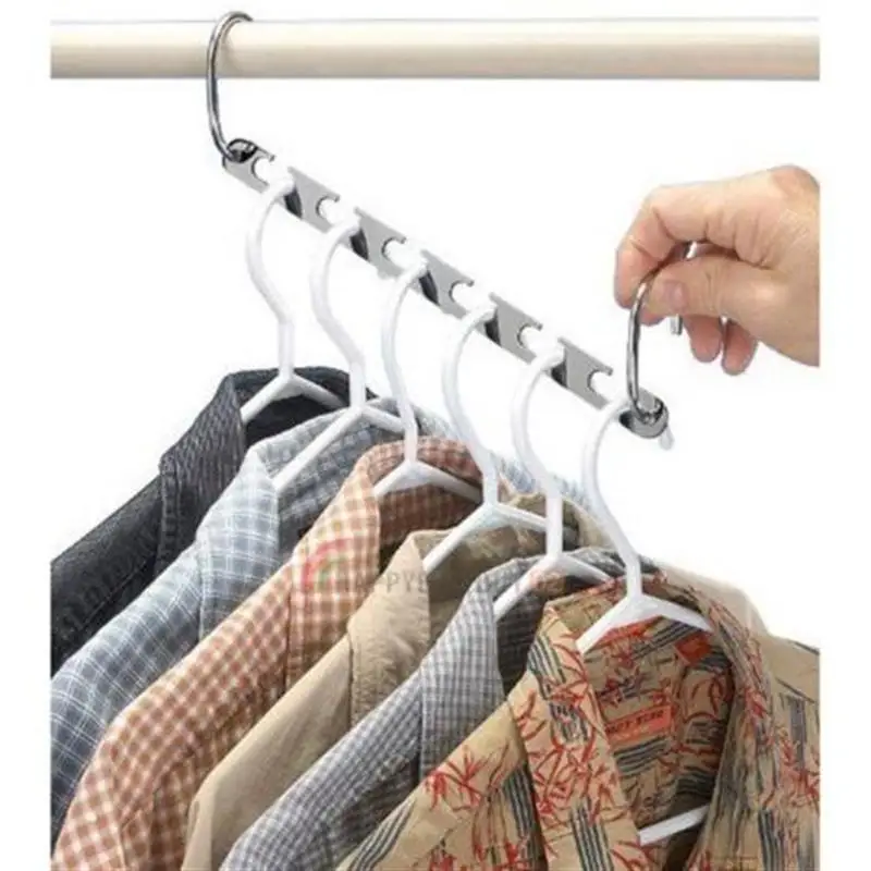 

WINOMO 6pcs Multifunction Wardrobe Closet Bar Clothes Coat Hanger Home Clothing Organizer Storage Use(Silver)