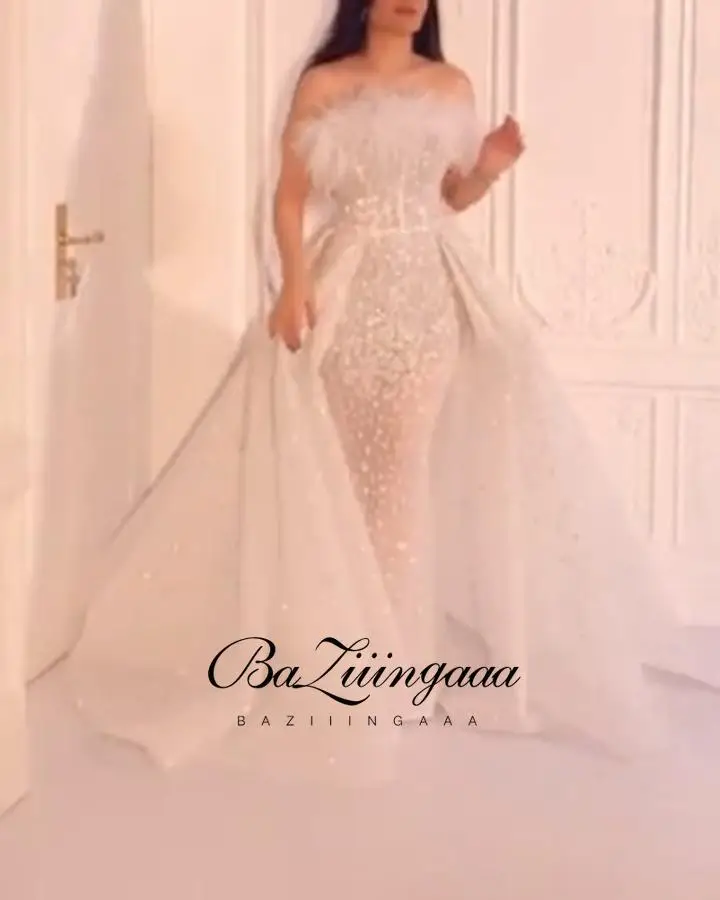 

BAZIIINGAAA Роскошные вечерние платья длинное женское платье 2021 блестками Robe De Soir вечерние платья размера плюс для невесты вечерние платья для в...