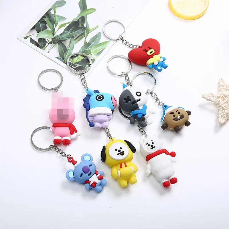 Bt21 bts милый брелок силиконовые брелки для ключей женщин и мужчин 3D сделай сам