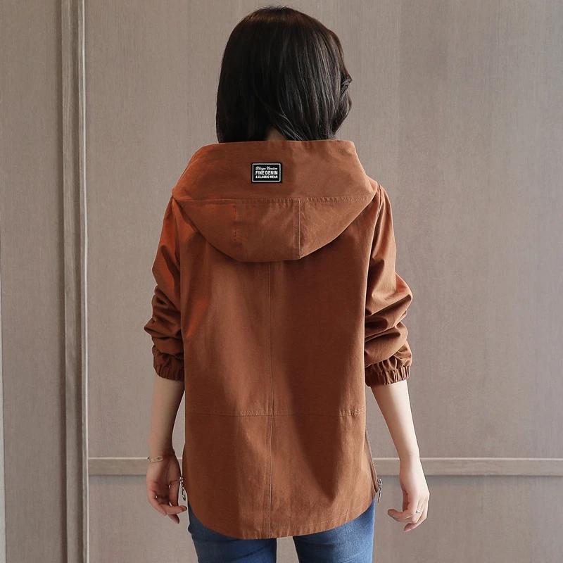 Женская ветровка с капюшоном свободная куртка в Корейском стиле весна осень