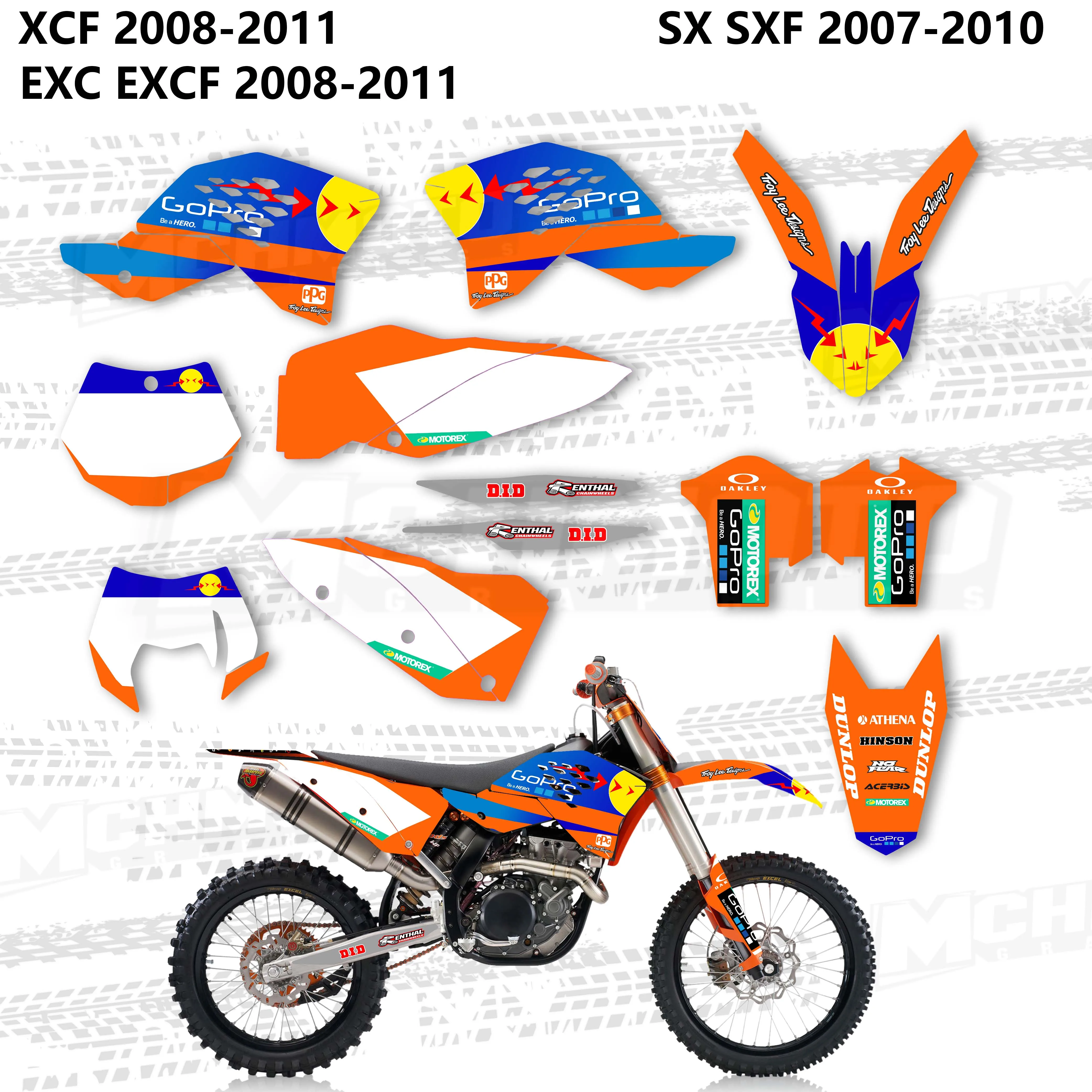 Наклейки MCHMFG для KTM EXC SXF125 250 300 450 530 2008 2009 2010 2011 | Автомобили и мотоциклы