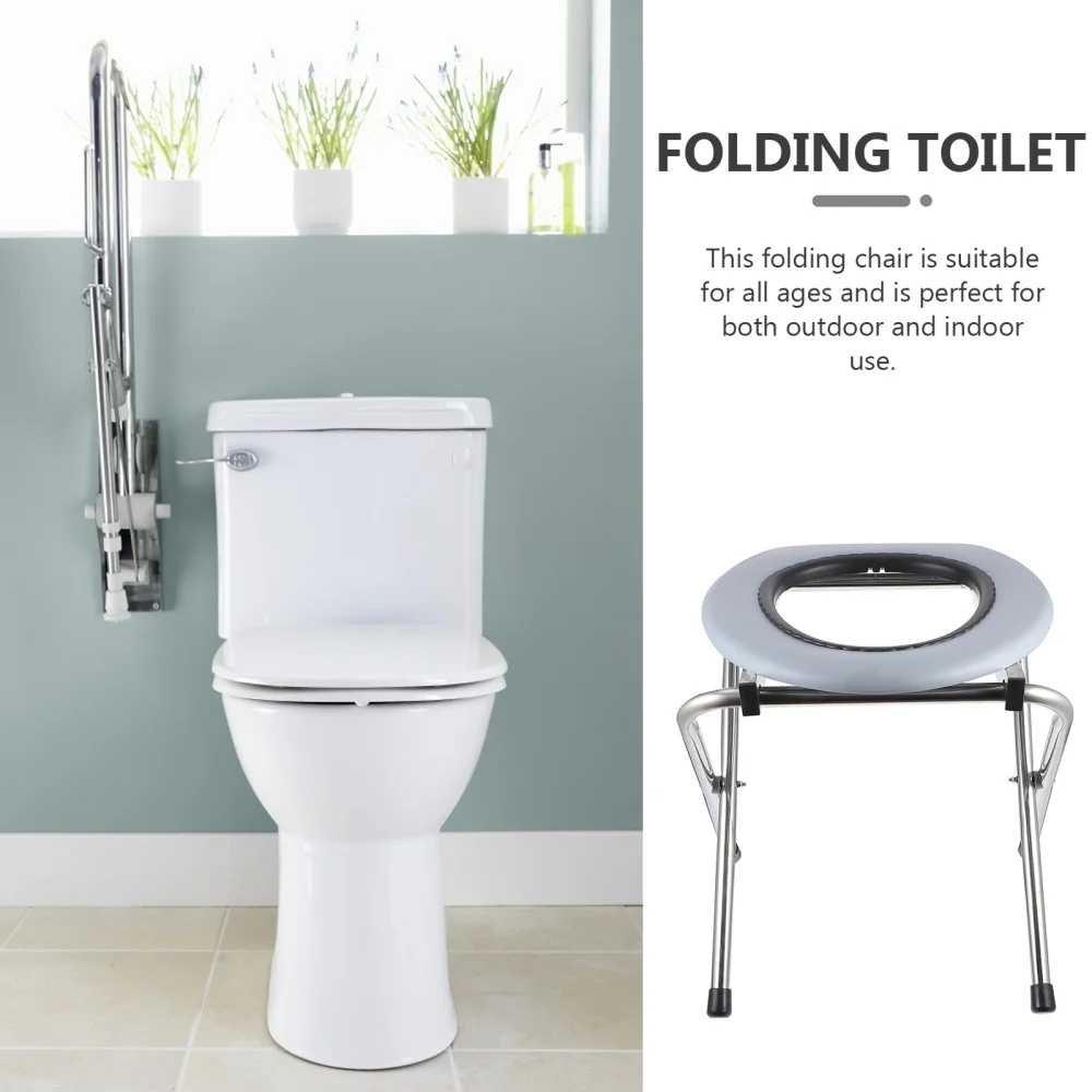 

1PC Foldable Bathroom Toilet Chair Portable Toilet Stool Potty Chair for The Old