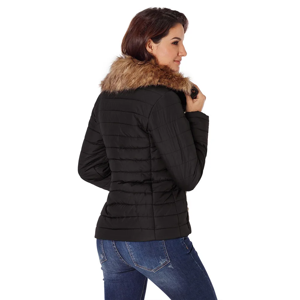 

Girls Cotton Coat Casual Winter Parka Faux Fur Collar Slim Woman Windbreaker Female Hot Winter Light Yellow Oversized Jacket 2xl