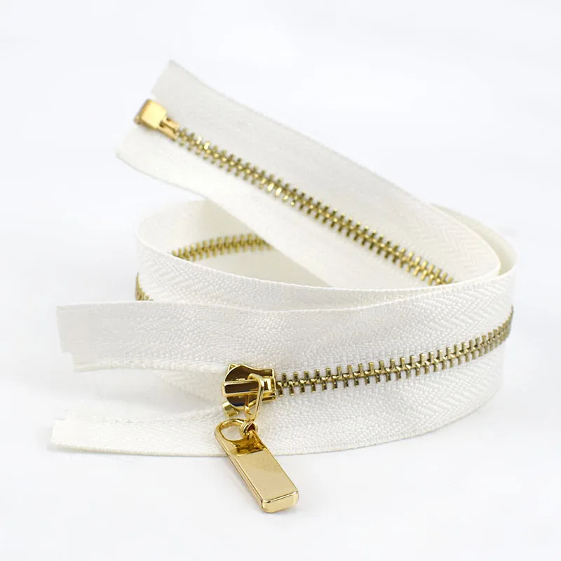white 2 шт. Meetee 3# Металлические молнии с открытым концом 40/70 см золотые зубы Длинные молнии для шитья сумки пуховик юбка одежда аксессуары - Цвет: white