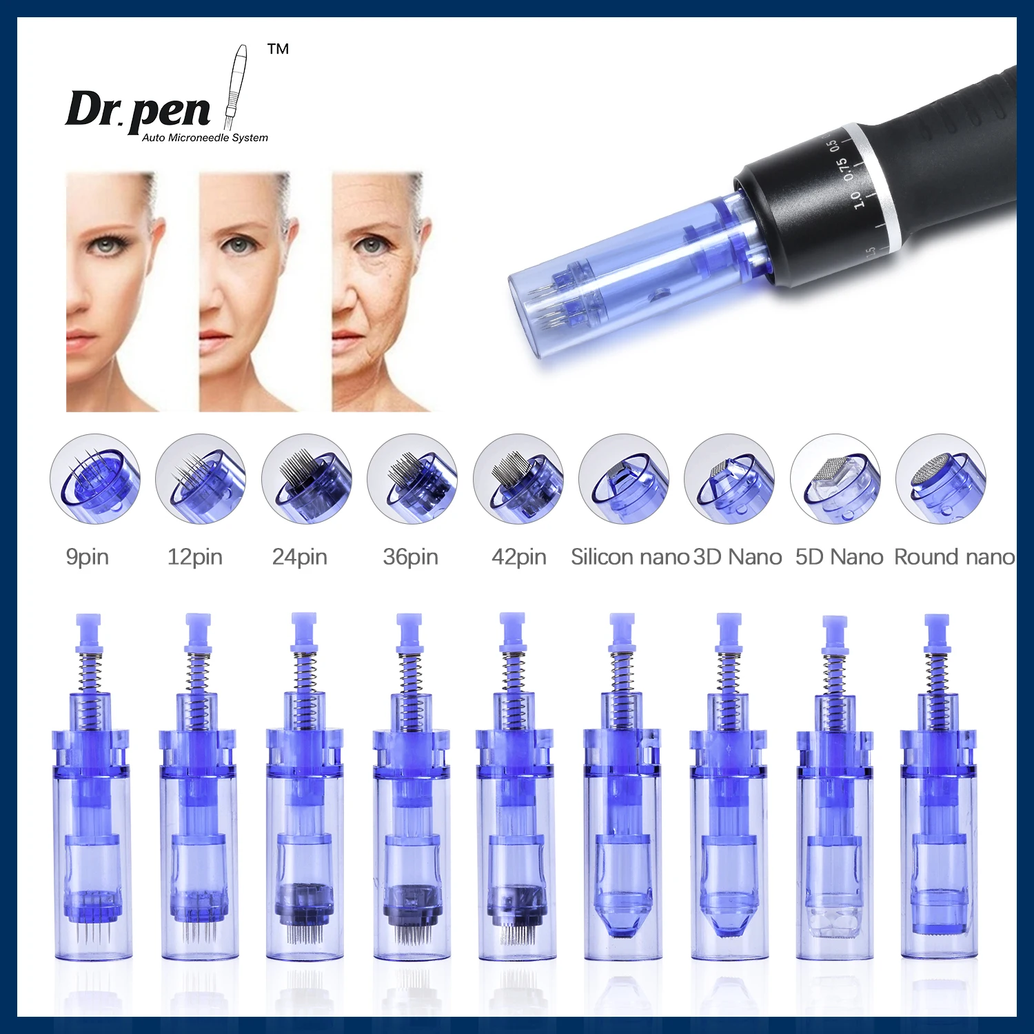 

20 шт. картридж с иглой, байонет для Derma Pen Dr pen A1 Nano / 9 /12/ 36/ 42 pin/ Nano картридж Dr Pen, микро-игла для татуировки