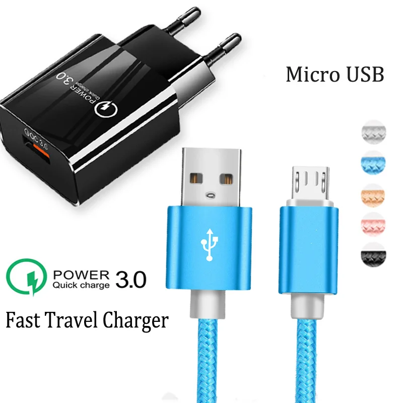 Micro USB Cable Data Sync Quick Wall Charger For Xiaomi Redmi 3 3S 4A Note 4X 5X 4 5 6 Pro Huawei Honor QC 3.0 Phone | Мобильные