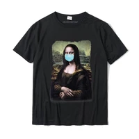mona lisa with mask painting art quarantine funny t shirt customized tops tees for men cotton top t shirts cool prevailing