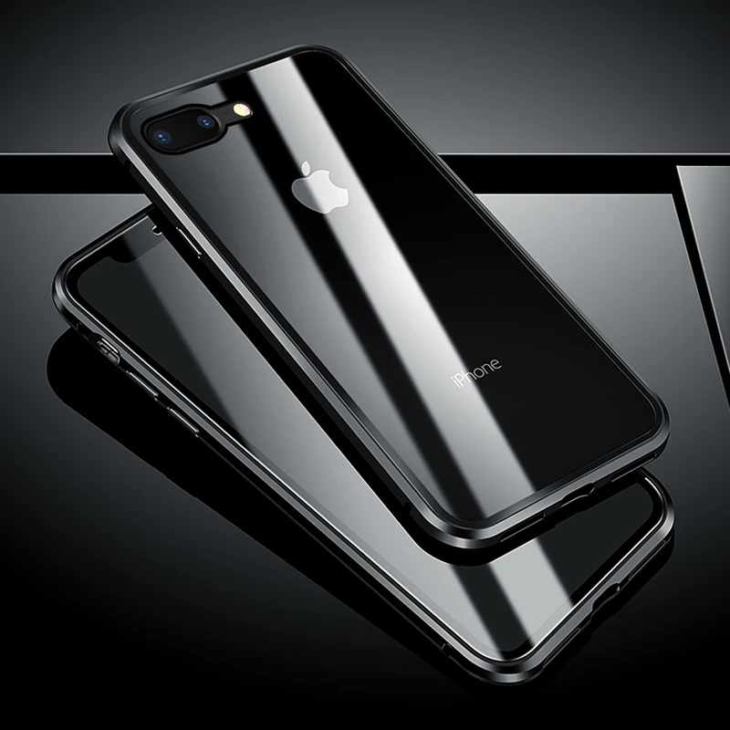 Роскошный 360 Полный Магнитный прозрачный чехол, чехол для iPhone 11 Pro XS Max X 8 7 Plus 8Plus iPhone прозрачное стекло