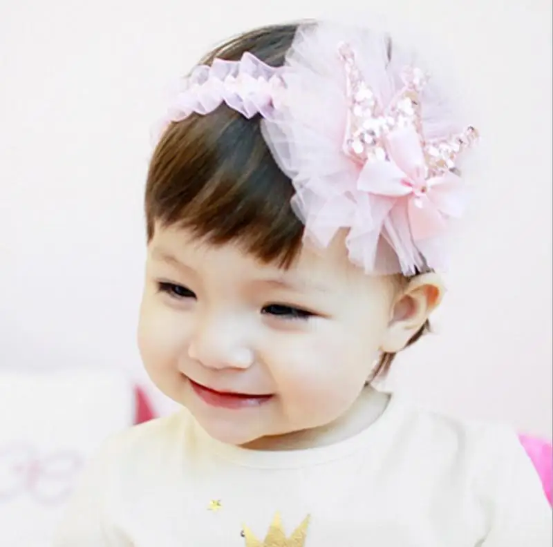 

Модная Детская повязка для волос, аксессуары для волос, милая Корона, пряжа, бант, детские головные уборы для маленьких девочек, головной убо...