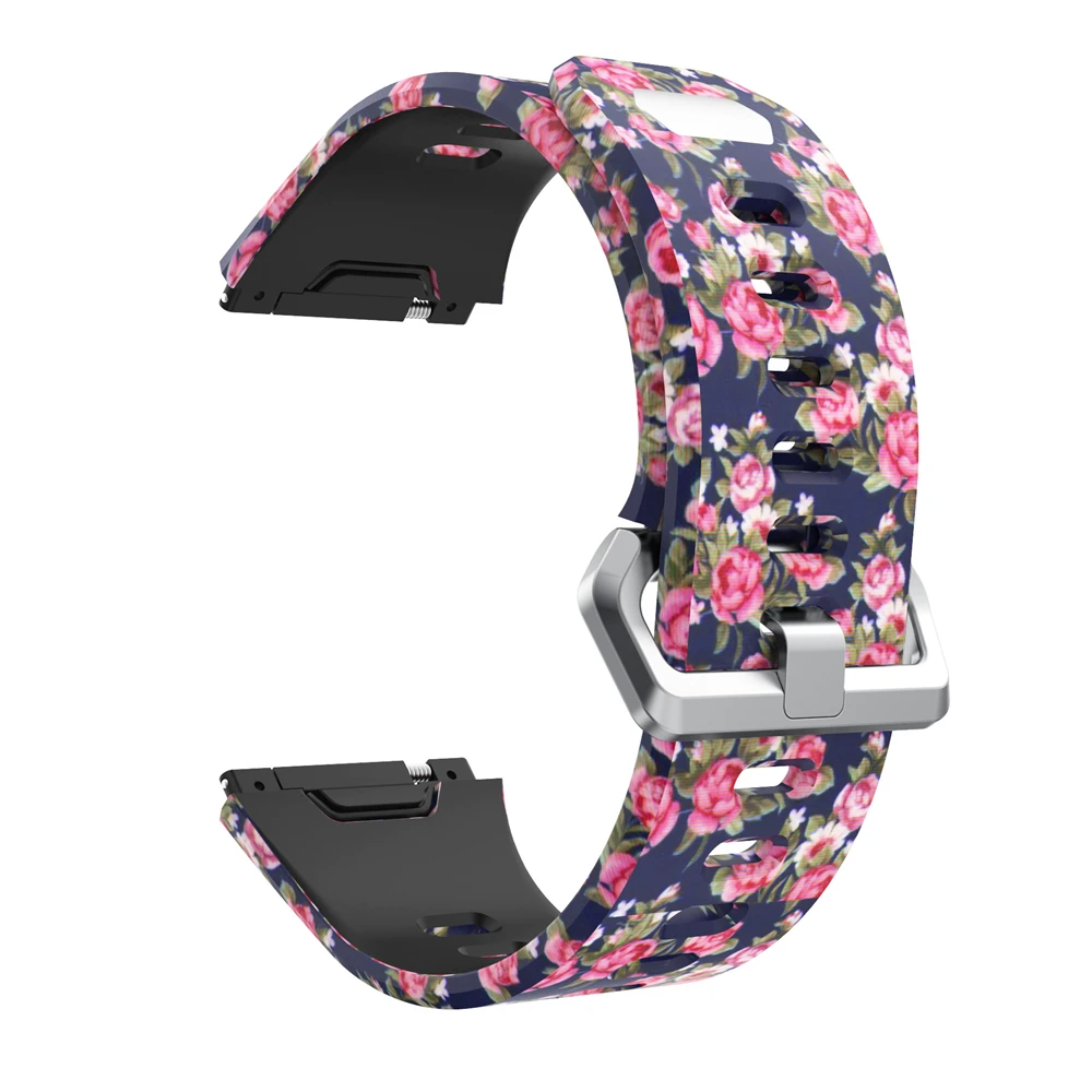 blue Rose Yayuu силиконовый ремешок на запястье с принтом, совместимый для Fitbit, Ионные Спортивные часы, Регулируемый Браслет для Fitbit, ионные - Цвет: blue Rose