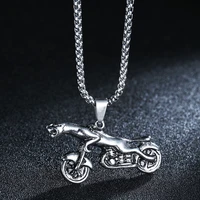 punk fashion vintage silver color leopard pendant motorcycle necklace choker charm biker male boyrfriends jewelry gift hot sale