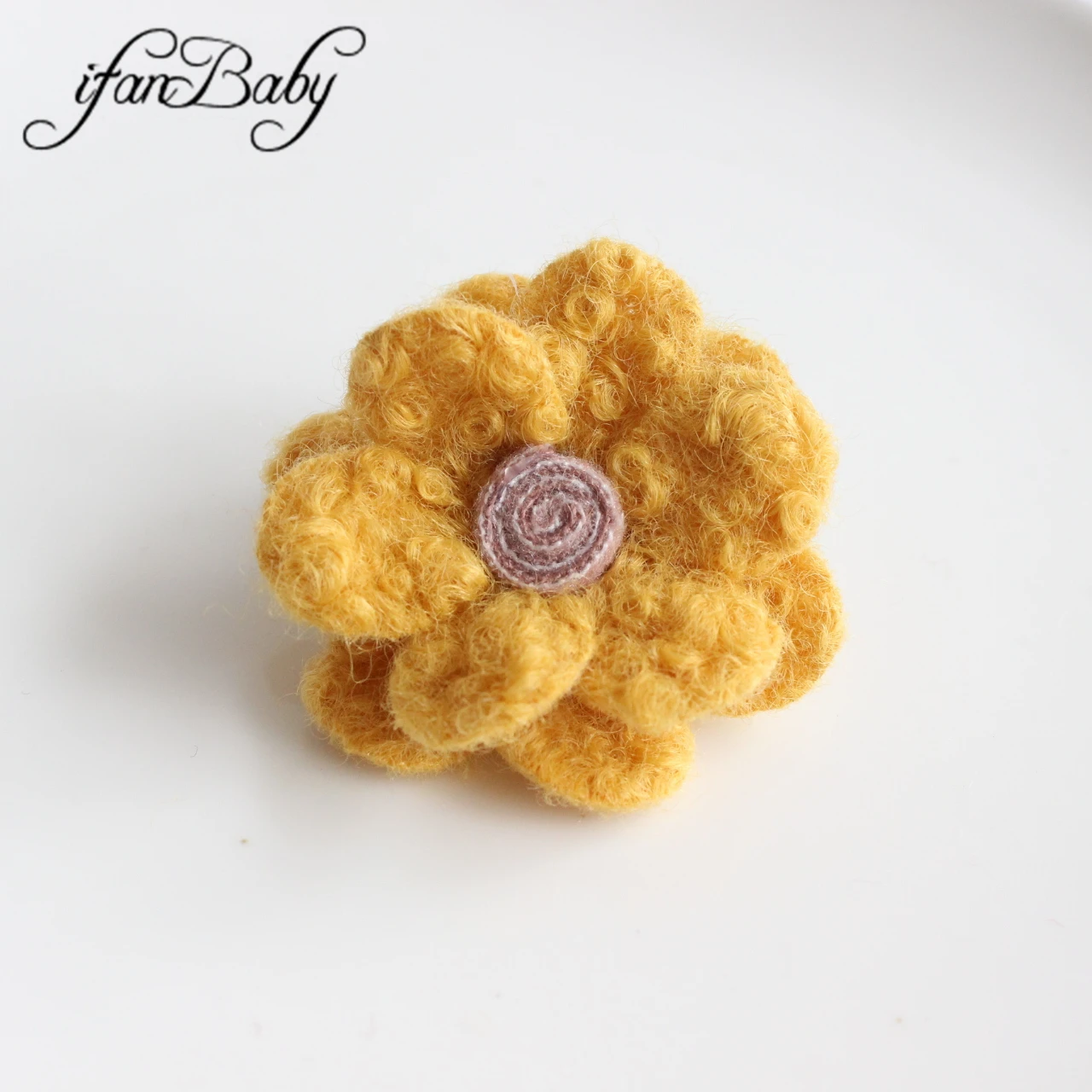 5 cm Filz-Wollblumen mit flacher Rückseite für Haarschmuck mit Lollipop in der Mitte – Detail 17