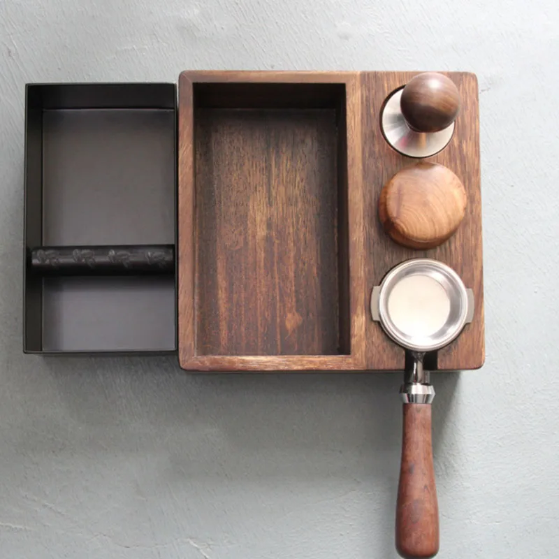 

Коробка для хранения кофе «Все в одном», бочка из орехового дерева для отходов эспрессо, деревянная Бытовая коробка для кофейных зерен