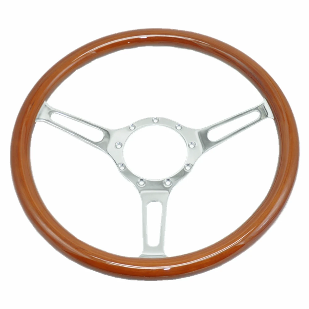 Универсальный классический деревянный хромированный руль 15 дюймов 380 мм 9