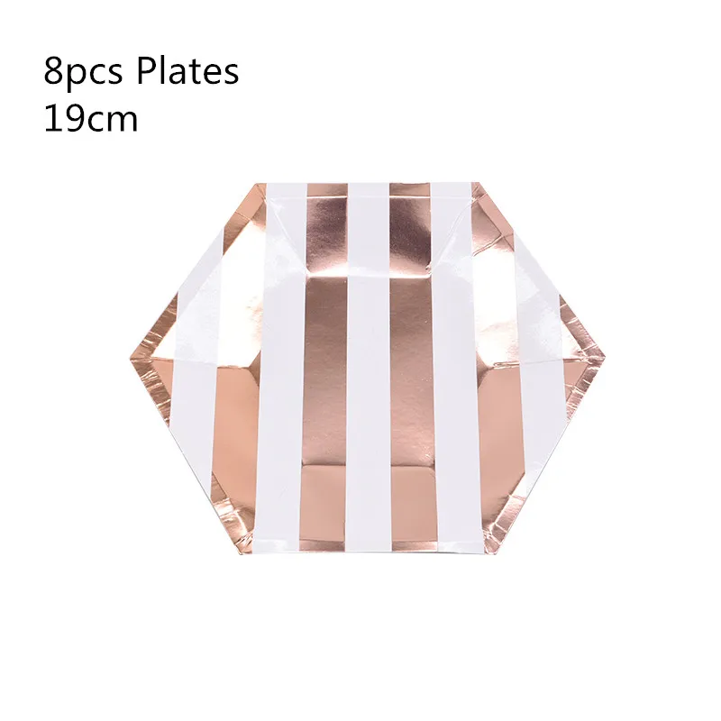 8pcs Plates 8/10 шт. розовое золото одноразовая посуда тарелка салфетки под чашки звезда Baby Shower одежда для свадьбы, дня рождения украшения свадебные принадлежности - Цвет: 8pcs Plates