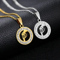 personality round pendant gun stainless steel necklace gold plated iced out chain hip hop jewelry unisex fashion accessories