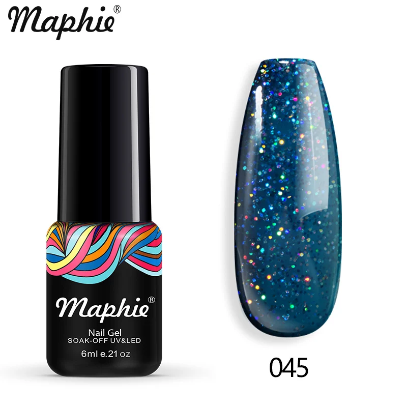 045 Maphie бриллиантовый блеск с ультрафиолетовым свечением Гель-лак для ногтей мерцающий декор с блестками Блестящий лак для ногтей полуперманентный лак Led синий гель для ногтей - Цвет: 045