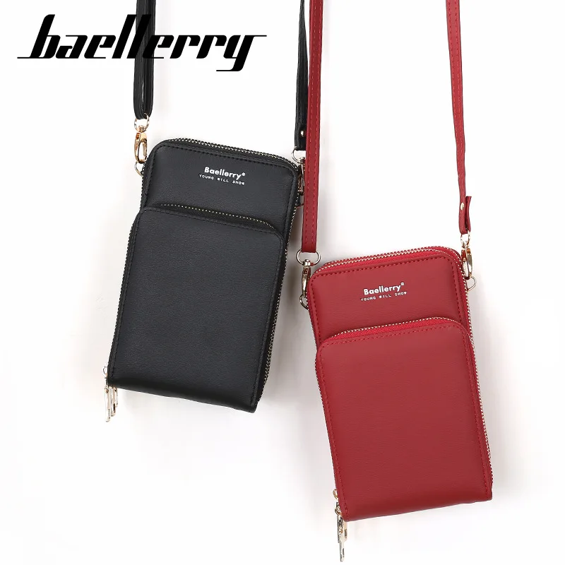 

Baellerry Women's Messenger Bag Korean Version High Capacity Solid Color Single Shoulder Bag Three Layer Zipper Mobile Phone Bag