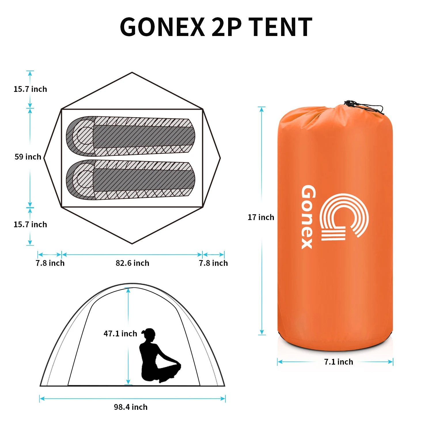 Gonex палатка 2 человек ветрозащитный Водонепроницаемый зимние для походов в горы