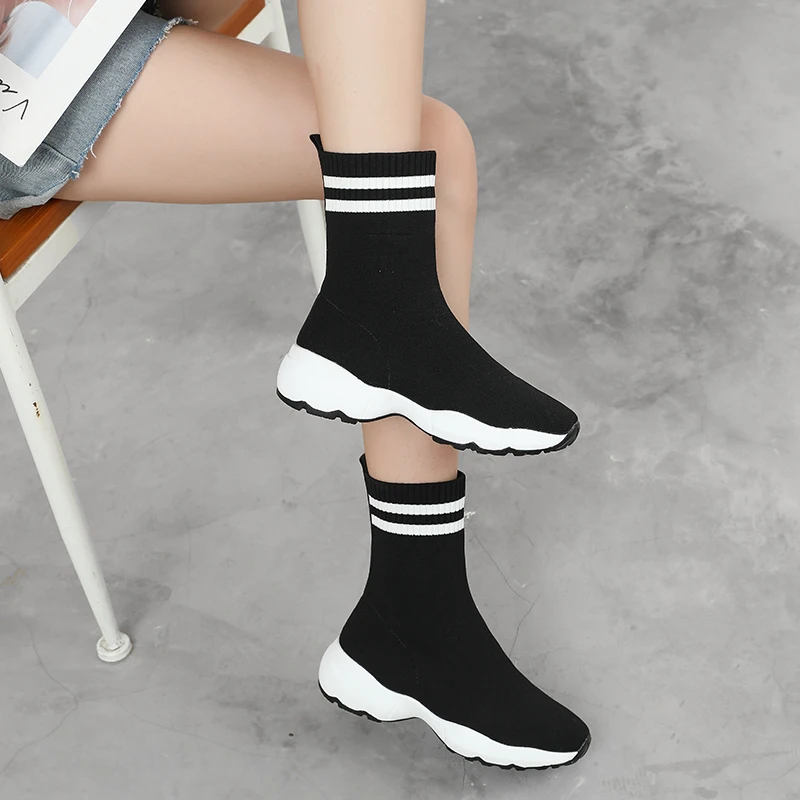 Женские кроссовки с высоким берцем повседневные эластичные популярные