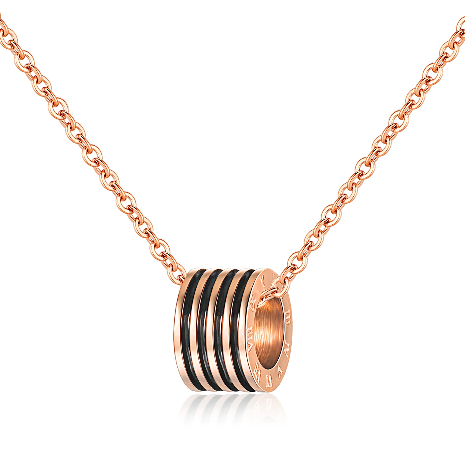 

Women Gift Bead Necklace Rose Gold Link Chain Stainless Steel Jewelry for Girl