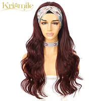 long wave headband 39 burgundy wig daily party travel holidays no gel glueless wig for women 2 free bands high temperature