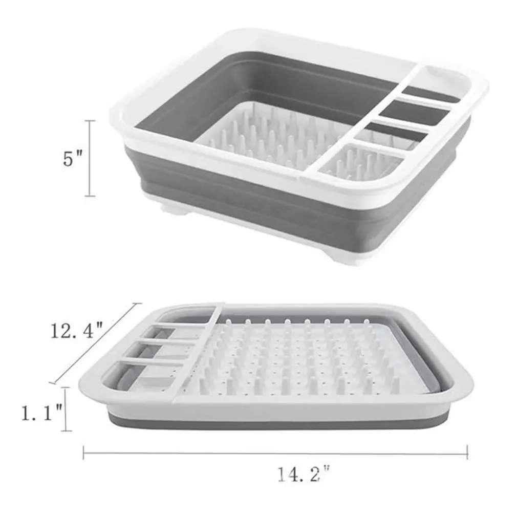 

Foldable Collapsible Washing Up Bowl Dish Drainer Draining Folding Water Reusable Camping Kitchen Useful Tools