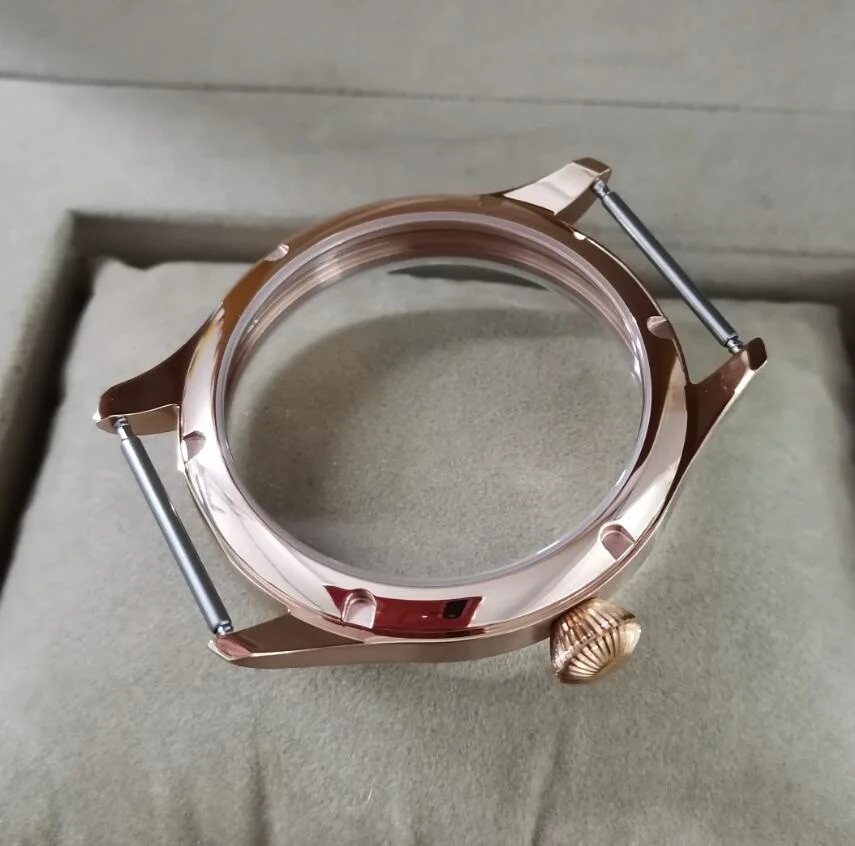 Чехол 44 мм из нержавеющей стали 316L для часов с покрытием розового золота подходит