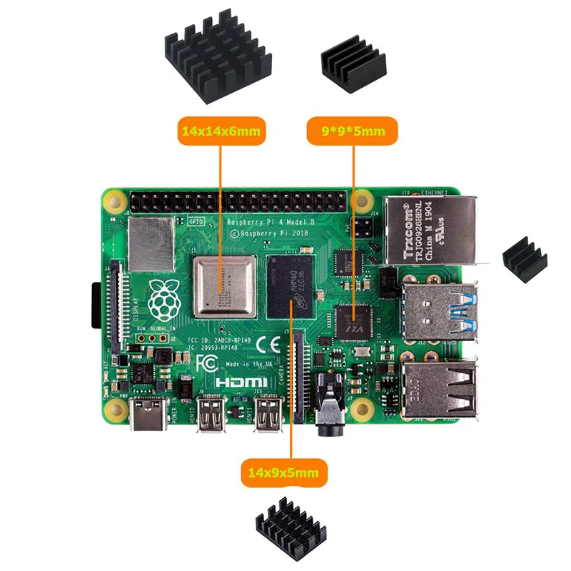 Стартовый комплект Raspberry Pi 4 Model B адаптер питания + чехол с вентилятором радиатора