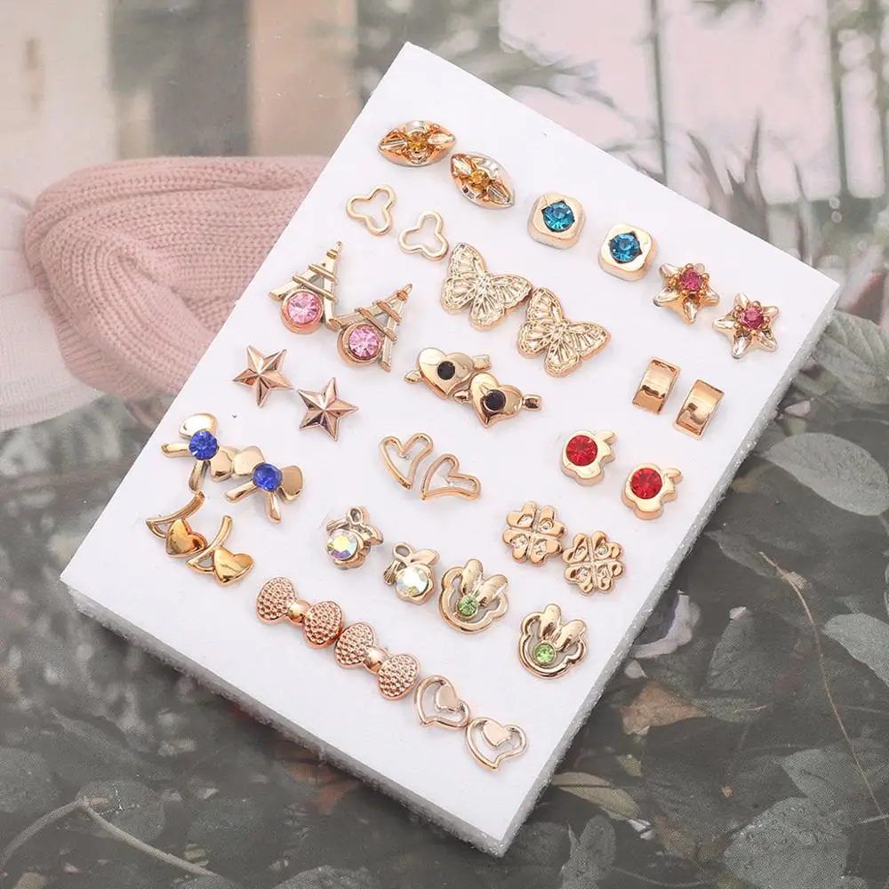 

Fashion Mix Style Gold Color Rhinestone Crystal Flower Stud Earings Set For Women Girls Jewelry Brincos Oorbellen