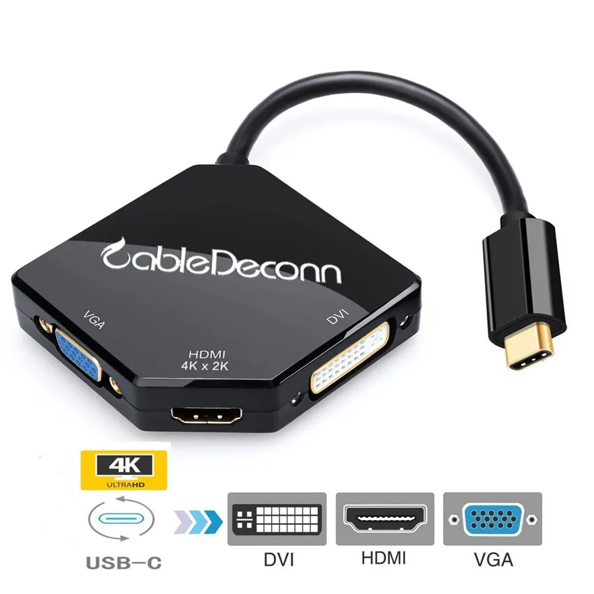 Кабель-адаптер типа c к HDMI 4K 30HZ конвертер vga USB 3 1 DVI для смартфонов samsung S8 Macbook C
