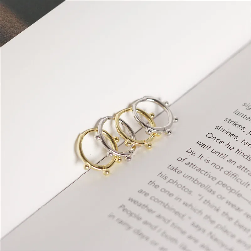 DAIWUJAN 925 Sterling Silver Minimalist INS Style Small Round Beads Stud Earrings for Women Girls Geometric Ear Clip Jewelry | Украшения и