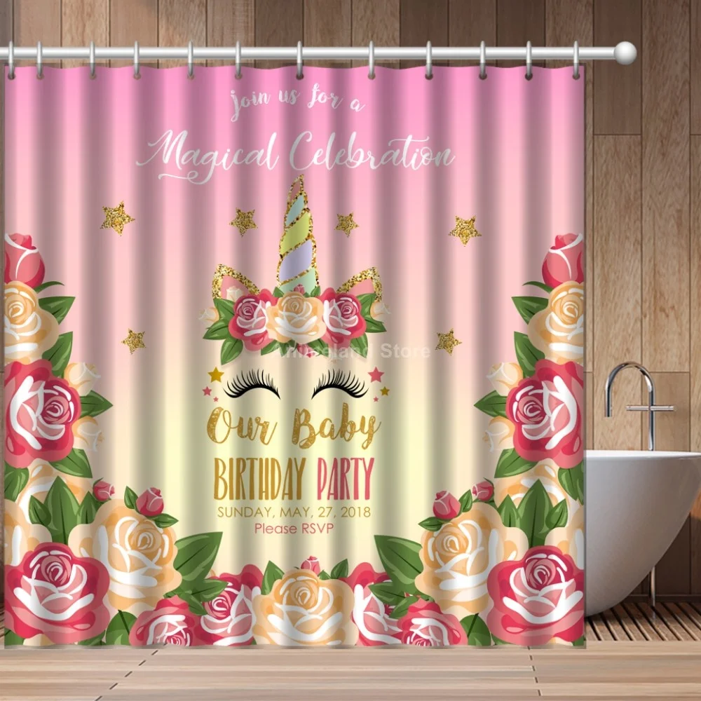 Красочная занавеска для душа с 3D рисунком единорога девочек комплект ванной