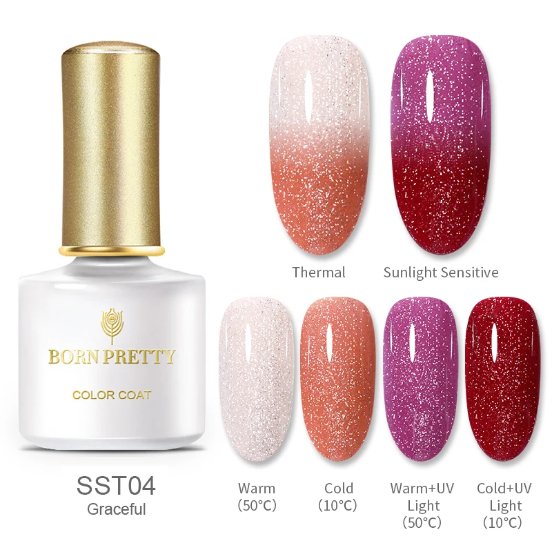 BP-SST04 Солнцезащитный светильник BORN PRETTY, термогель-лак для ногтей, впитывающий Гель-лак, 6 мл, Гель-лак, светильник с температурным эффектом, меняющий цвет - Цвет: BP-SST04
