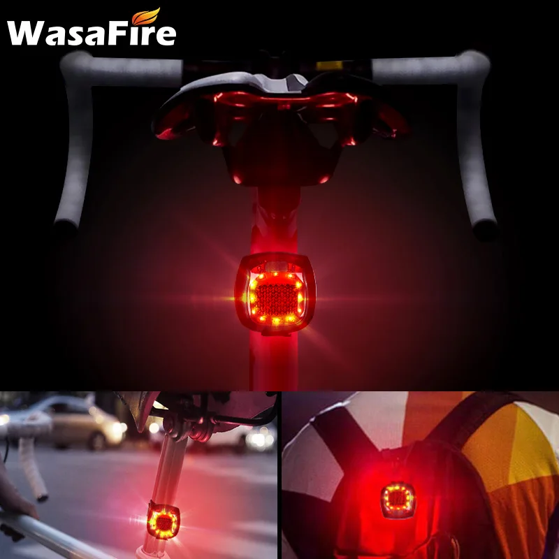 

WasaFire Mini Bike Tail Light USB Rechargeable Bicycle Taillight Waterproof MTB LED Rear Light 4 Modes Night Safety Warning Lamp
