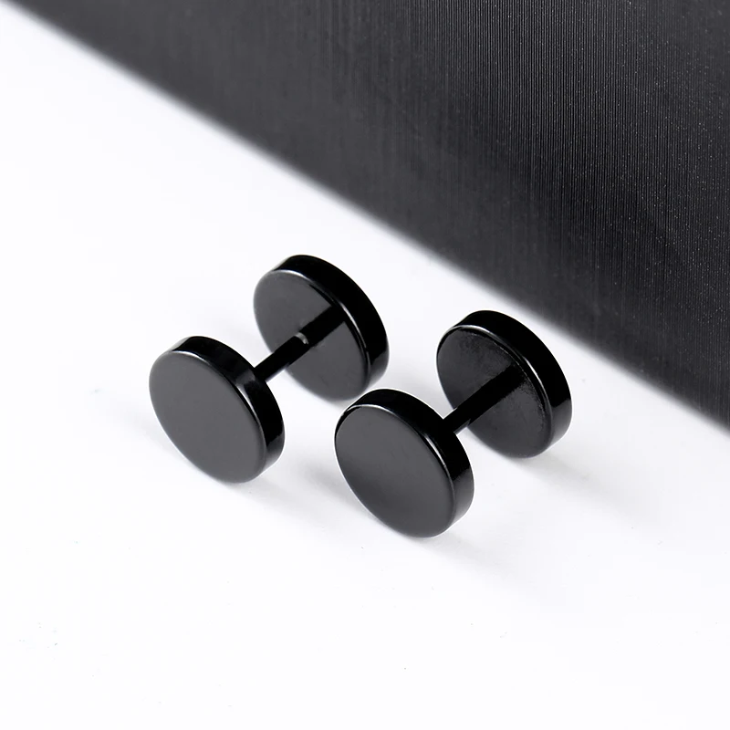 Медицинские серьги из титановой стали серьги-гвоздики в Корейском стиле черная
