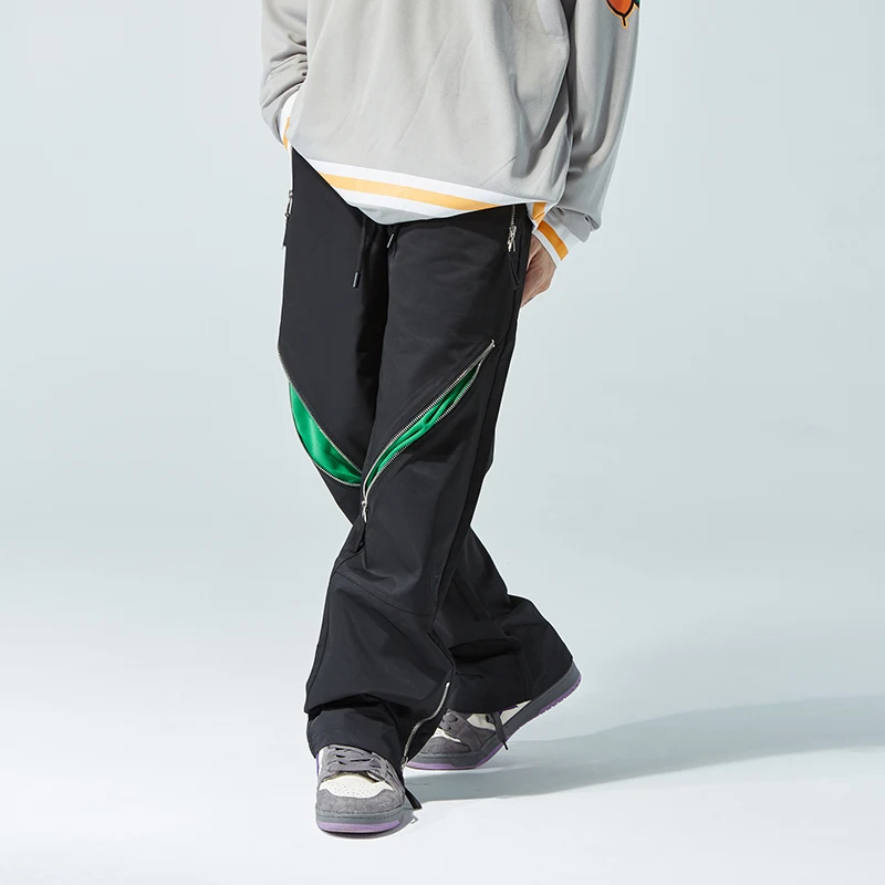 

Брюки мужские на молнии с эластичным поясом, черные повседневные штаны в стиле Харадзюку, свободные спортивные штаны в стиле хип-хоп для пар...