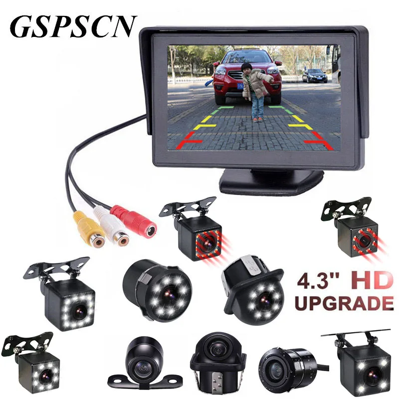 Gspscn 2 in1 TFT 4.3 дюймов авто ЖК дисплей заднего парковка Мониторы + LED Ночное ВИДЕНИЕ CCD