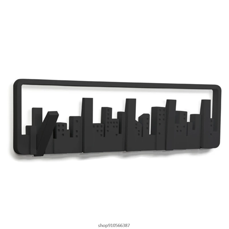 

Modern Multi City Building Multi-Group Hooks Space-Saving Hanger with 5 Flip-Down Hooks Horizon Wall Hook Decor Hanging Dropship
