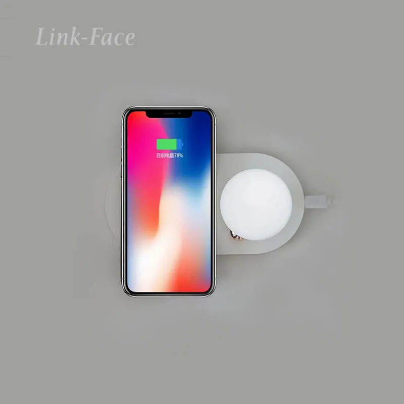 Link Face 2 в 1 Беспроводной Зарядное устройство быстрой зарядки светодиодный ночной