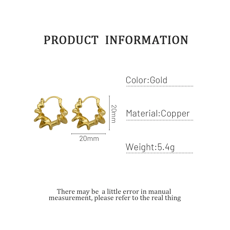 

Monlansher Irregular Geometric Spiral Hoop Earrings Gold Color Copper Copper Hoop Earrings for Women Minimalist Earrings Jewelry