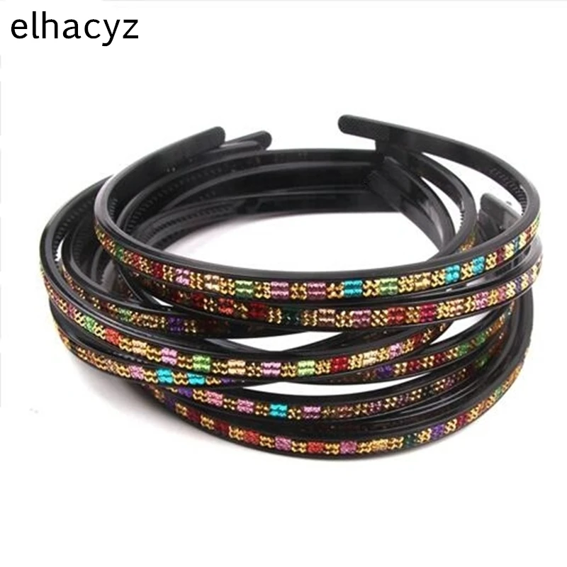 6 шт./лот новый черный пластиковый ободок со стразами для детей и взрослых ширина 5