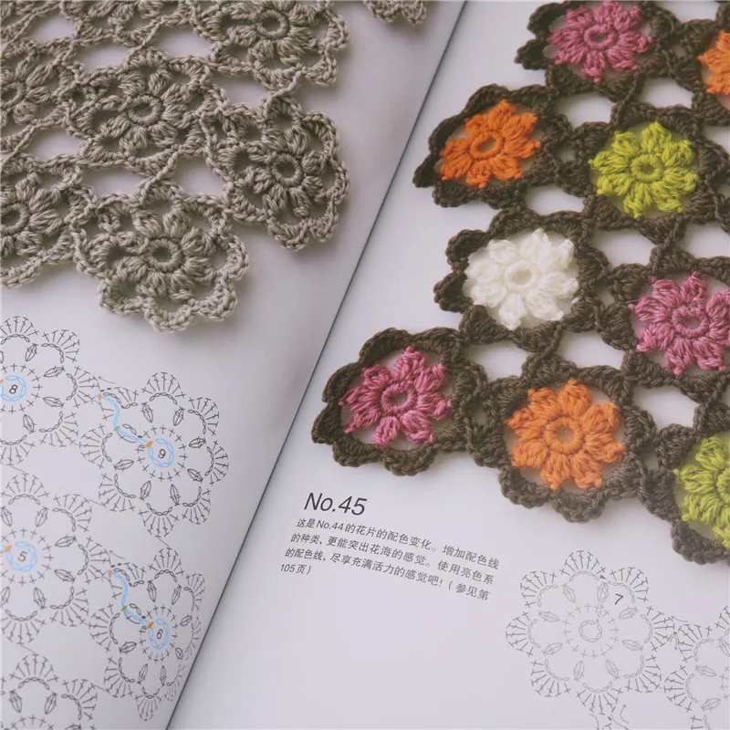 Continuous Crochet Motifs Pattern Knitting Book DIY Flower Connection Method Skills Tutorial Books | Канцтовары для офиса и